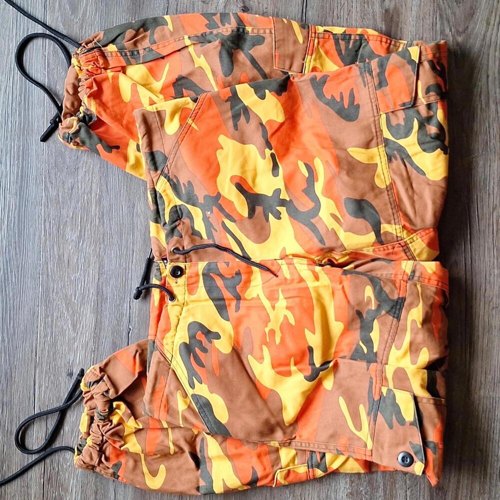 ROTHCO Oversized Baggy Orange Camo Trendy Pants Size Xs